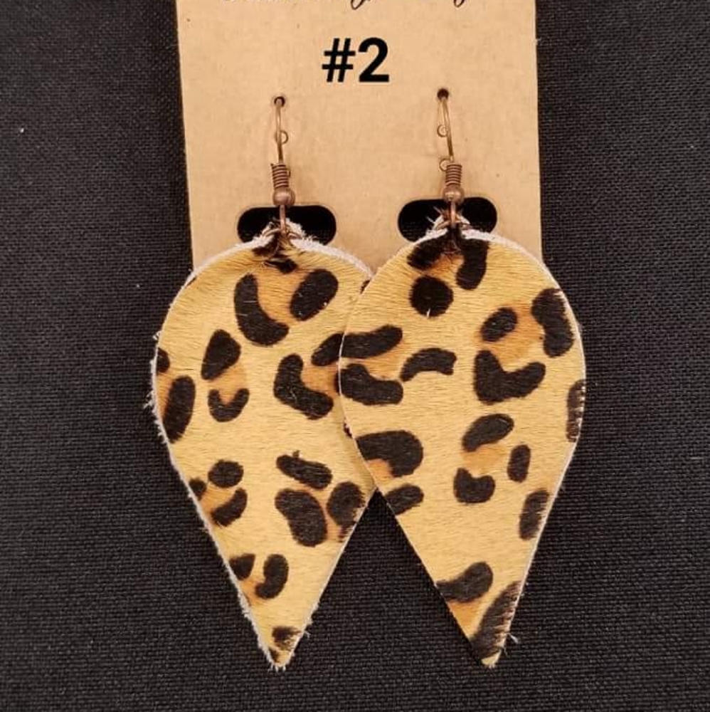 Leopard Print Leaf Earrings